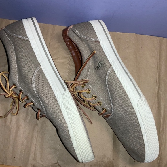 Polo Ralph Lauren Vaughn Mens Size 11D Beige Canvas / Leather Low Sneakers - Picture 3 of 7
